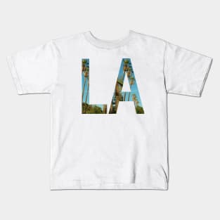 Los Angles Word Art Sign with Palm Trees - LA California Dreaming Kids T-Shirt